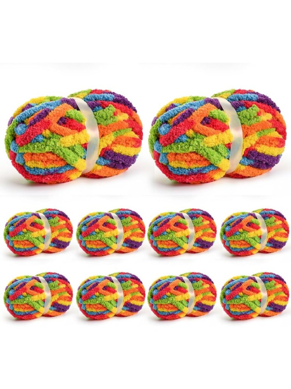 10 Pack Jumbo Chunky Chenille Yarn for Hand Knitting & Crocheting - 240 Yds